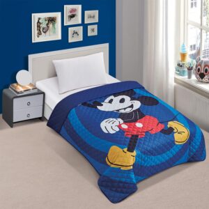 Mickey Mouse Bedspread Twin Set for Kids - Bundle with Mickey Mouse Quilted Bedspread for Twin Bed Plus Stickers, More | Mickey Mouse Twin Bedding Set for Boys