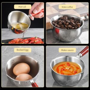 Small Milk Pan, Butter Melting Pot, Stainless Steel Portable Milk Pot With Grip Handle, Butter Warmer Small Cooking Pot For Sauce, Gravies, Pasta(300ml)