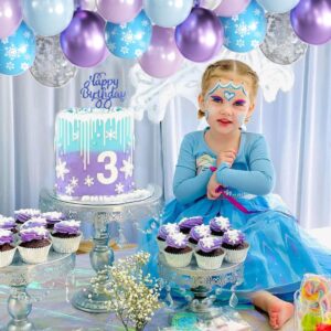 Purple and Blue Party Balloons Kit, 50pcs Blue Silver Purple Balloons 12 Inch Snow Balloons for Girls Theme Party Supplies Ice Snow Theme Birthday Baby Shower Winter Party Decorations