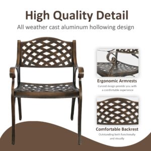 PATIO-IN 7 Piece Patio Dinning Set, 48.23" Metal Table Set, Outdoor Cast Aluminum Dinning Set, All Weather Patio Furniture for Garden, Include 6 chairs and 1 Round Patio Table with 2.36" Umbrella Hole