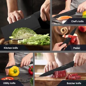 Knife Sets, Kitchen Knife Block Set, 19 Pcs Kitchen Knife with Sharpening, High Carbon Stainless Steel Sharp & Rust Resistant Dishwasher Safe