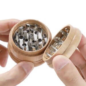 Herb Grinder 2.3Inch Spice Grinder with Durable Stainless Steel Blade,3 Layers Wodden grinder for Grinding Herbs