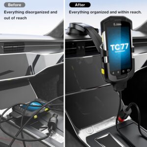 Car Mount Charger for Zebra Symbol TC77 TC70 TC72 TC75 TC70X TC75X Handheld Barcode Scanner - Vehicle Holder with 5V 2A Cigarette Lighter Charging Cable