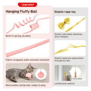 Potaroma Hanging Fluffy Cat Catnip Ball Toys 3 Pcs with Bell, Interactive Cat Teaser Retractable, Cat Toys Indoor Kitten Play Chase Exercise Physical Stimulation