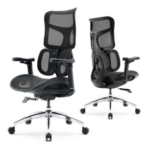 sihoo doro s100 ergonomic office chair - with dual dynamic lumbar support, 5-level adjustable backrest, 4d coordinated armrests, 135-degree max. recline angle, suitable for home office (black)