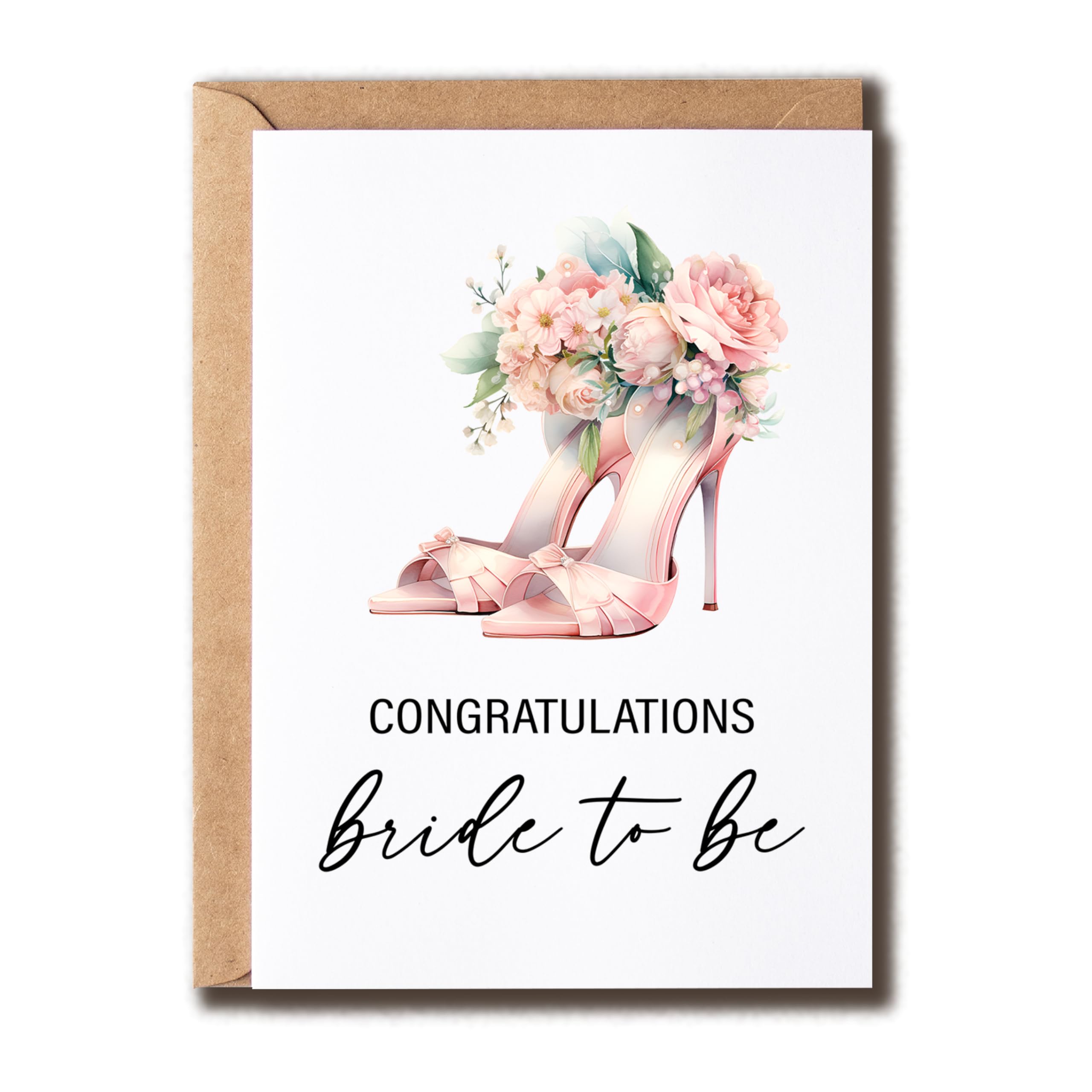 SMHGifts Congratulations Bride To Be Card - Bridal Shower Card - Wedding Shoes Card - Happy Wedding Card - Beautiful Bride Card - Greeting Card For Her