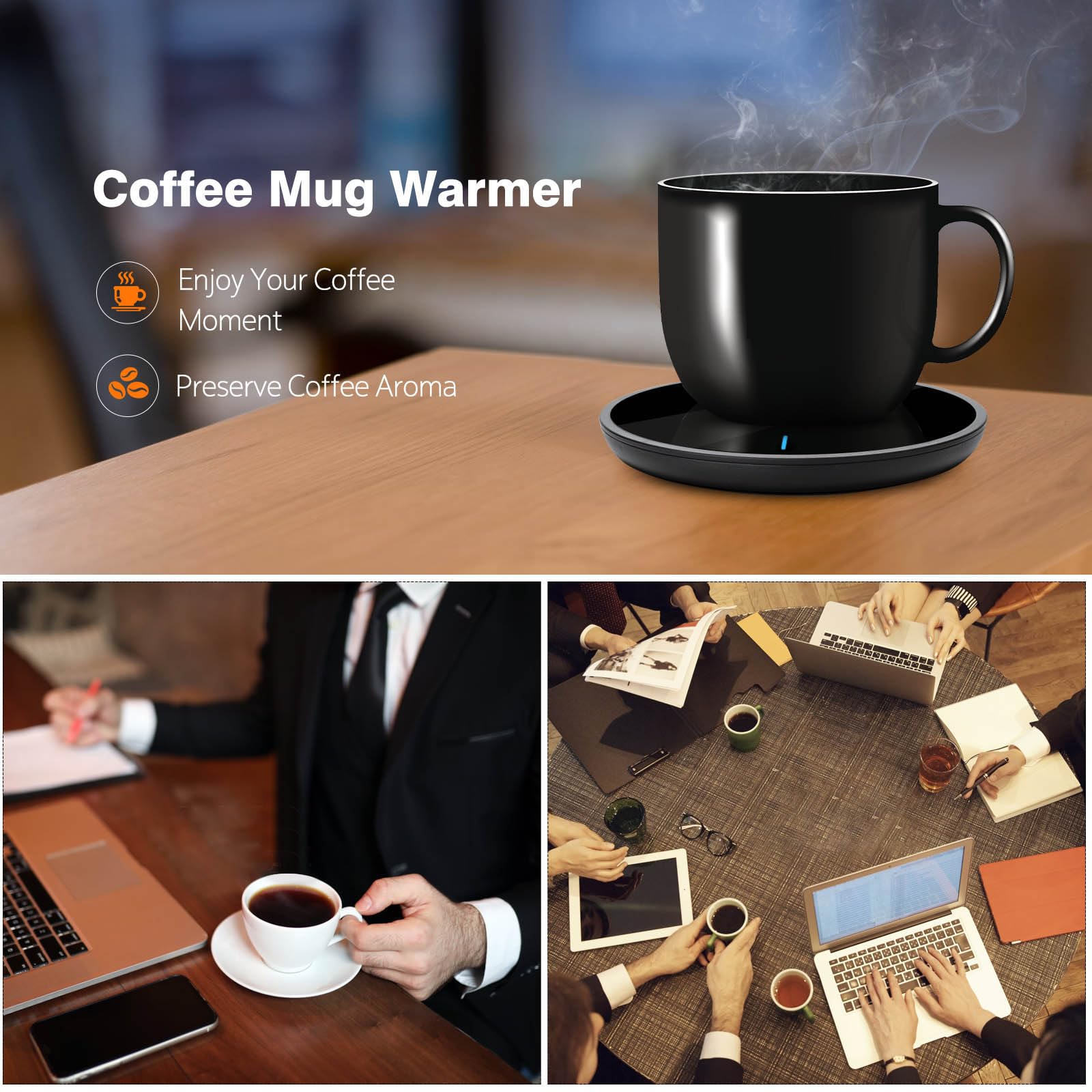 Lesipee Coffee Mug Warmer, Smart Candle Warmer, Coffee Cup Warmer with Pressure-Induced Auto ON/Off, Desk Accessories, Beverage Warmer Plate for Milk Tea, Coffee Accessories for Home Office Desk