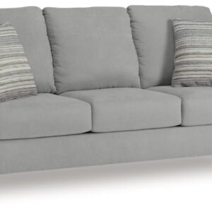 Signature Design by Ashley Adlai Casual 2-in-1 Queen Sofa Sleeper with Folding Memory Foam Mattress and 2 Toss Pillows, Light Gray