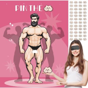 bridal shower bachelorette party games, stickers for 48 guests pin the banana on the hunk - funny hilarious party game for bridal shower wedding engagement party games girls night