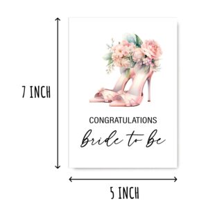 SMHGifts Congratulations Bride To Be Card - Bridal Shower Card - Wedding Shoes Card - Happy Wedding Card - Beautiful Bride Card - Greeting Card For Her