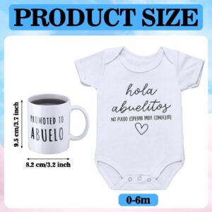 Tioncy Hola Abuelitos Spanish Pregnancy Announcement Bodysuit Promoted to Abuela and Abuelo Coffee Mugs,0-6 Months(White)