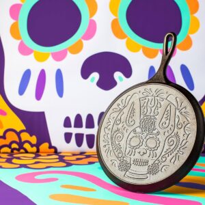 Lodge Day of the Dead 10.5 Inch Sugar Skull Cast Iron Griddle