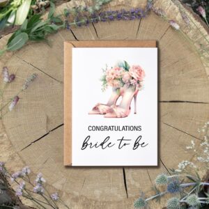 SMHGifts Congratulations Bride To Be Card - Bridal Shower Card - Wedding Shoes Card - Happy Wedding Card - Beautiful Bride Card - Greeting Card For Her