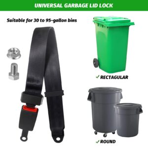 KIBBEH 1 Pack Semi-Automatic Trash Can Lock for Animals, Universal Garbage Bin Lid Locking Strap, Raccoon-Proof Trash Can Lid Securer, Easy One-Hand Release