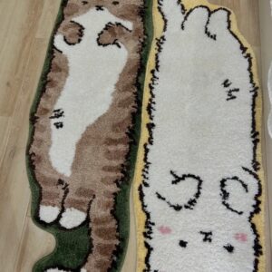 Funny Home Bedside Carpet Living Room Carpet Cloak Room Foot Mat Living Room Mat Tea Table Thick Floor Mat (Relaxing Cat, 63 * 19.7)