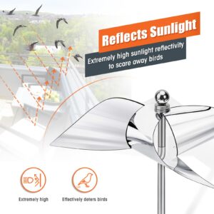 Glosaie 2 Pack Reflective Pinwheel Bird Deterrent, Weatherproof Bird Scare Devices to Keep All Birds Away