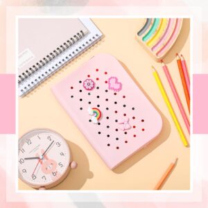 Bulyoou Pink Silicone Pencil Case with Shoe Charm Slots Cute Pencil Bags Pencil Pouch Aesthetic Pencil Pouch Makeup Pouch for Women DIY Without Charms