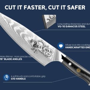 ASETY Men Gifts, Damacus Chef Knife, Gifts for Dad, Birthday Gift from Daughter Son Kids, Full Tang G10 Handle, Christmas, Thanksgiving Best Dad Ever Father Gifts