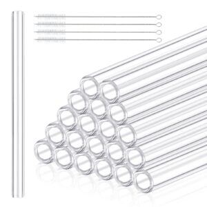 20 pieces 8 inches long clear glass tubes for art diy laboratory, 12mm od 8mm id 2mm thick wall glass borosilicate blowing tubing with 5 cleaning brush