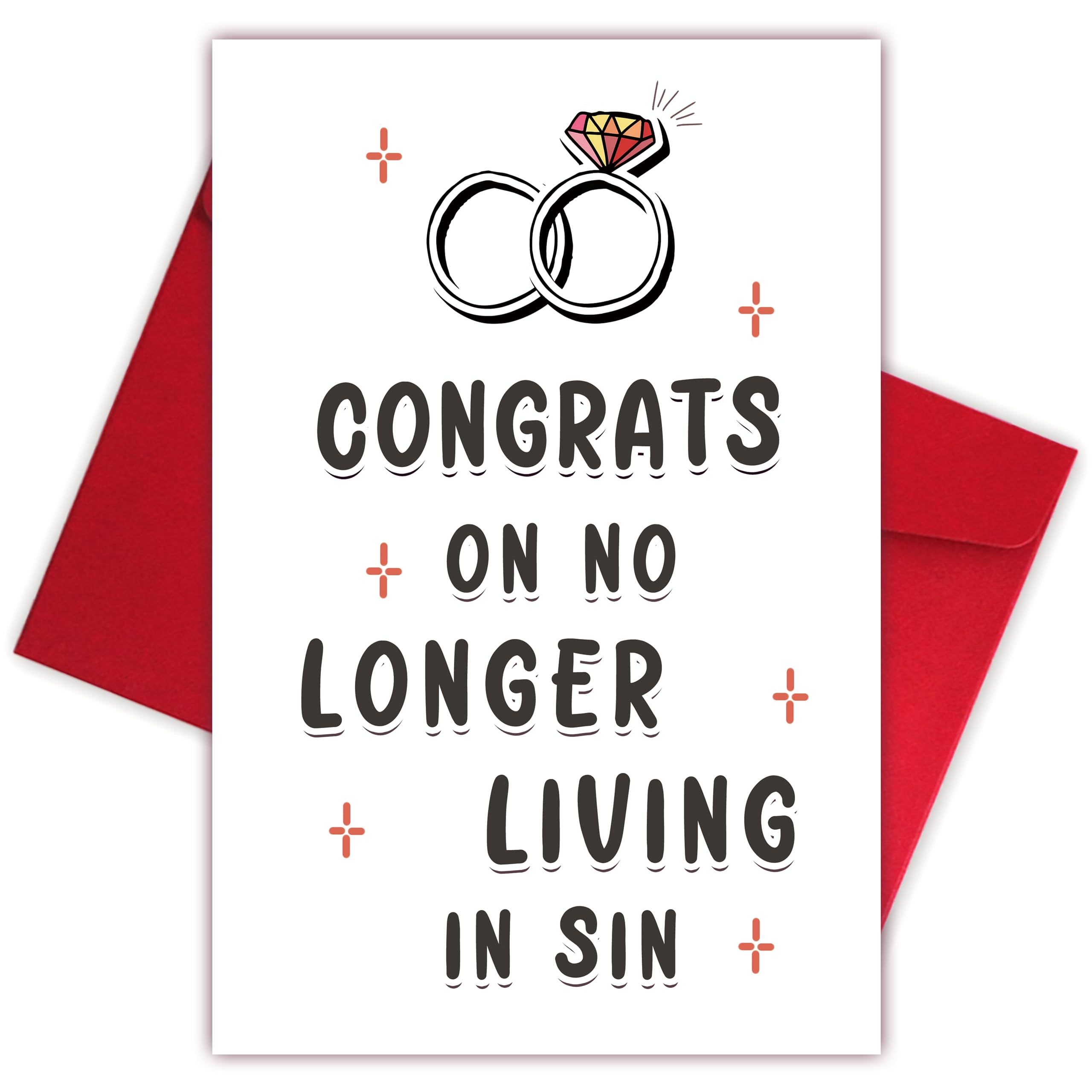 Funny Wedding Card for Bride Groom, Adult Humor Dirty Wedding Congratulations Card, Rude Engagement Card for Friend, CONGRATS ON NO LONGER LIVING IN SIN