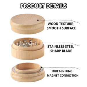 Herb Grinder 2.3Inch Spice Grinder with Durable Stainless Steel Blade,3 Layers Wodden grinder for Grinding Herbs