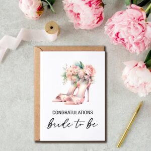 SMHGifts Congratulations Bride To Be Card - Bridal Shower Card - Wedding Shoes Card - Happy Wedding Card - Beautiful Bride Card - Greeting Card For Her