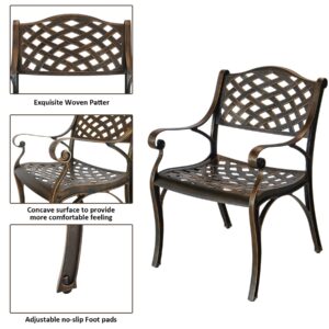 PATIO-IN 7 Piece Patio Dinning Set, 48.23" Metal Table Set, Outdoor Cast Aluminum Dinning Set, All Weather Patio Furniture for Garden, Include 6 chairs and 1 Round Patio Table with 2.36" Umbrella Hole