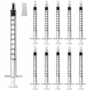 100 pcs 1ml 1cc syringe no needle plastic syringe with caps for pets oral, refilling, oil or glue applicator, measuring or transfering tiny amount of liquids