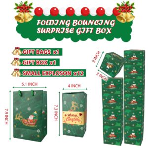 CSMGY Surprise Box Gift Box for Money, Christmas Surprise Gift Box Explosion, Folding Bouncing Gift Box for Christmas Birthday Anniversary, 12 Bounces Boxes (Green)