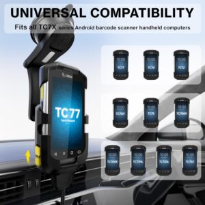 Car Mount Charger for Zebra Symbol TC77 TC70 TC72 TC75 TC70X TC75X Handheld Barcode Scanner - Vehicle Holder with 5V 2A Cigarette Lighter Charging Cable