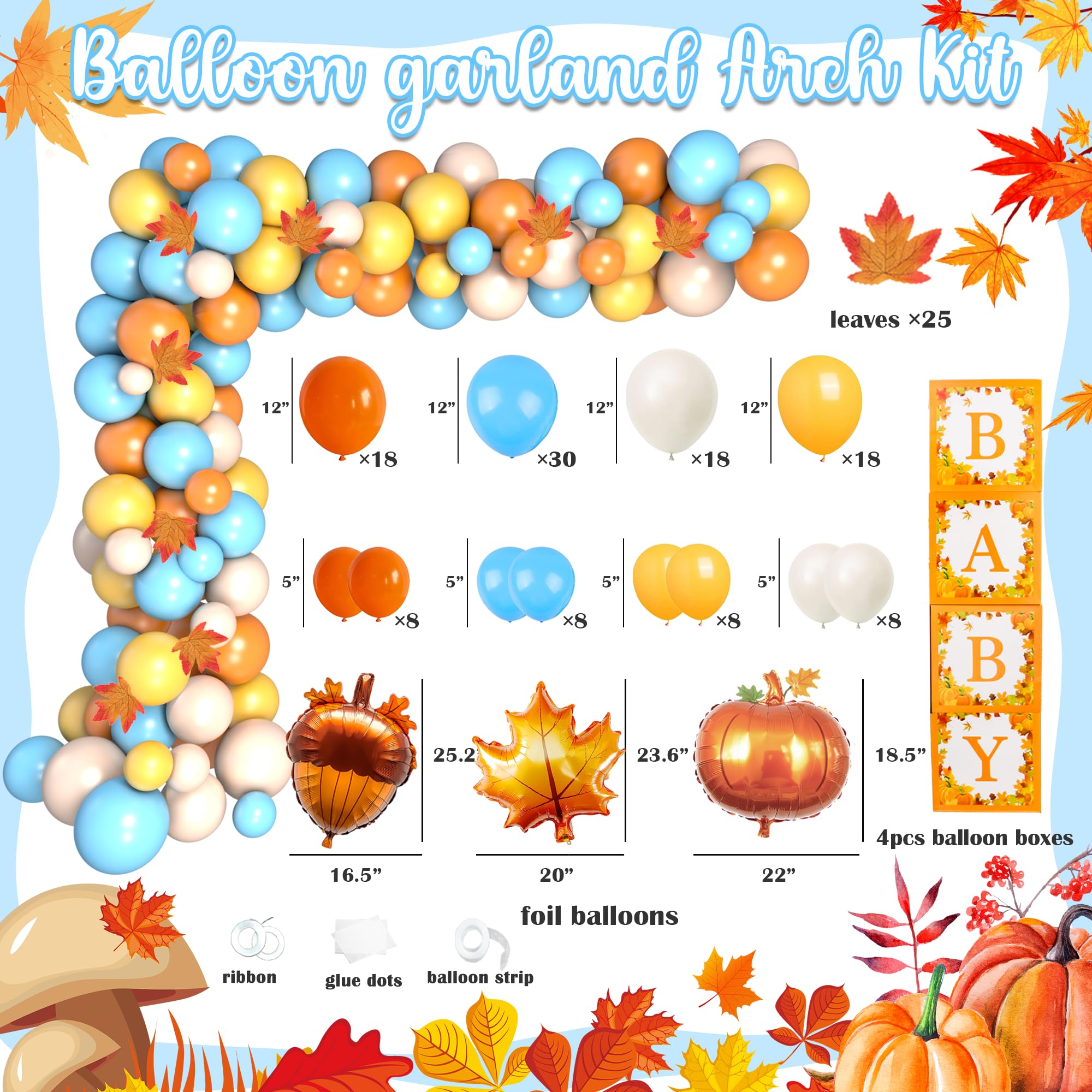 A Little Pumpkin is On the Way Baby Shower Decorations, Thanksgiving Pumpkin Baby Boy Baby Shower Decorations Kit, Fall Pumpkin Baby Shower Boy Supplies, Autumn Baby Shower Decorations for Boy