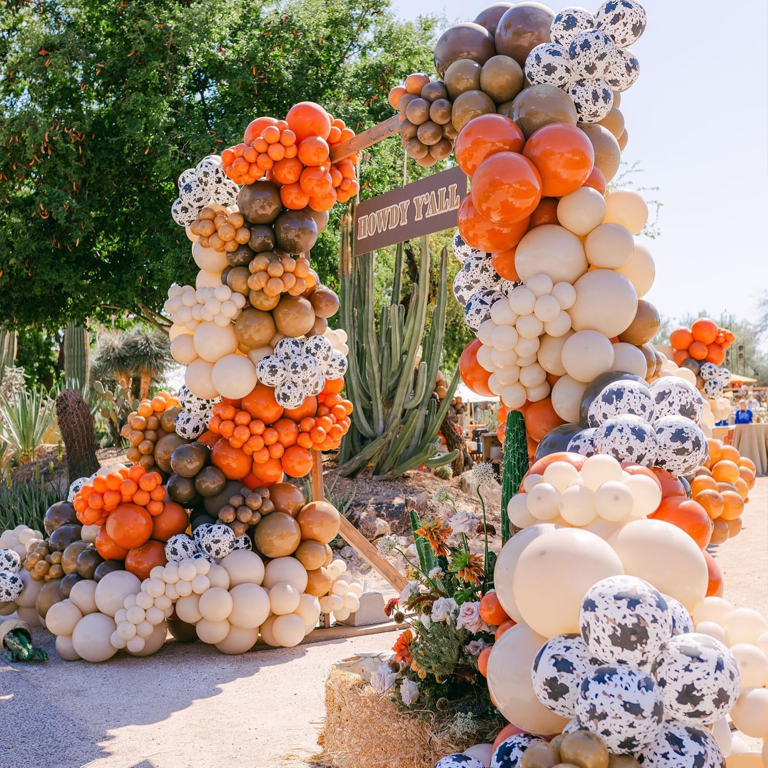 Western Cowboy Balloon Arch Garland Kit,152 pcs Brown White Sand Orange Nude Balloons Cowboy Boots Foil Balloons for Cowgirl Cowboy Birthday Party Decorations Retro Horse Rodeo Baby Shower Backdrop