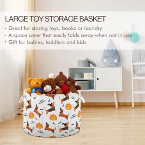 FJDENG Halloween Dachshund Cotton Rope Basket,Canvas Laundry Basket Foldable Toy Storage Basket for Bedroom,Closet Bathroom,Living room,Car Trunk