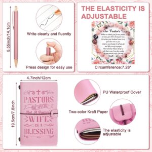 Cosblank 8 Pcs Pastor's Wife Appreciation Gifts Set Includes Leather Journal Pen Handbag Makeup Bag Mug Natural Stone Bracelet Bookmark Christian Faith Religious Gifts Christmas Thank You Gift