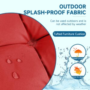 Olliwand Wicker Chair Cushions Set of 3. Anti-Slip/Waterproof Patio Furniture Chair Cushions. Tufted Outdoor Furniture Cushions 5 Inch Extra Thick. (Red, 44x19)