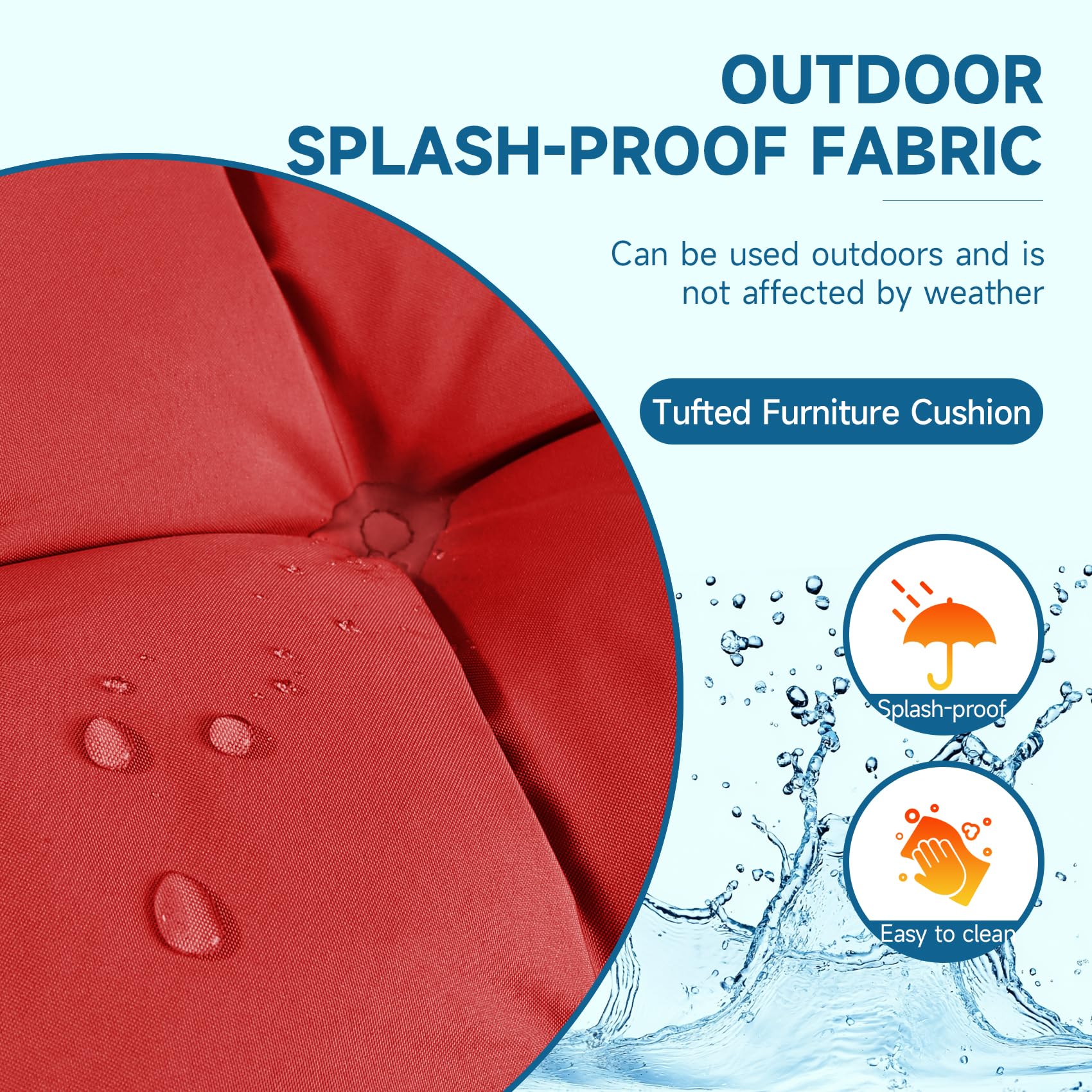 Olliwand Wicker Chair Cushions Set of 3. Anti-Slip/Waterproof Patio Furniture Chair Cushions. Tufted Outdoor Furniture Cushions 5 Inch Extra Thick. (Red, 44x19)