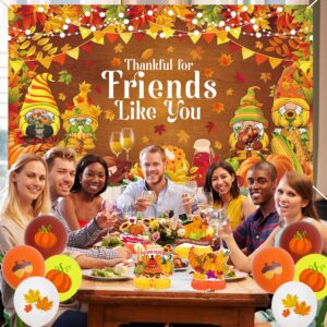 Friendsgiving Decorations Kit, Friendsgiving Party Decorations Thanksful for Friends Banner Backdrop, Happy Friendsgiving Honeycomb Centerpiece Hanging Swirls for Thanksgiving Decorations Indoor