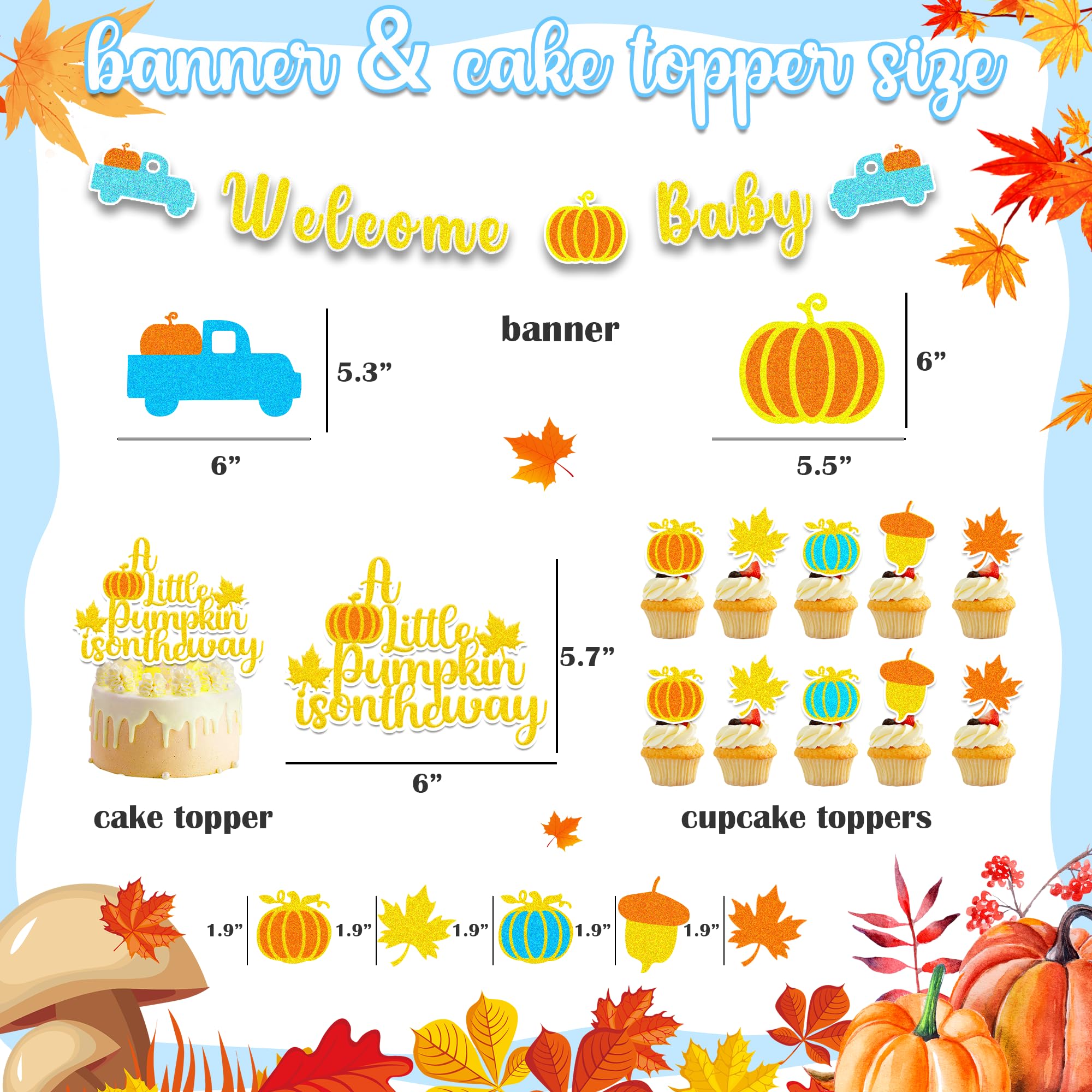 A Little Pumpkin is On the Way Baby Shower Decorations, Thanksgiving Pumpkin Baby Boy Baby Shower Decorations Kit, Fall Pumpkin Baby Shower Boy Supplies, Autumn Baby Shower Decorations for Boy