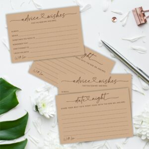 Wedding Advice Cards -Pack Of 30 Wishes For The New Mr & Mrs Wedding,Share Best Date Night Cards - Bride and Groom Newlyweds Bridal Shower Party Decoration,Games (Brown) - B03