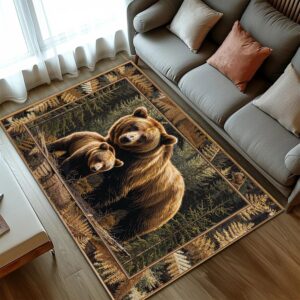 Bear Rug for Living Room, Bear Rugs for Cabin, Bear Decor, Rustic Throw Area Rugs Moose, Bear Skin Rug, Throw Rugs for Living Room 3x5 4x6 5x8 6x9 Ft B33