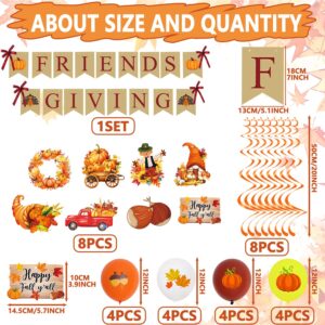 Friendsgiving Decorations Kit, Friendsgiving Party Decorations Thanksful for Friends Banner Backdrop, Happy Friendsgiving Honeycomb Centerpiece Hanging Swirls for Thanksgiving Decorations Indoor