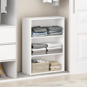 furinno reed 3-tier multipurpose open shelf clothing & closet storage organization, plain white