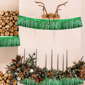 4 Pack 40 Feet Metallic Foil Fringe Garland Tinsel Streamers for Parade Floats Christmas Party Birthday Parties Mardi Gras Valentine’s Day Weddings Graduation New Year's Eve Holiday Decorations Green