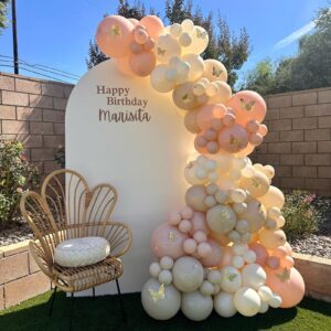 Neutral Balloon Arch Kit, White and Beige Balloon Arch Kit With 18/12/10/5 inch Sand White Ivory White Macaron Orange Latex Balloon for Birthday Baby Shower Wedding Boho Bridal Party Decorations