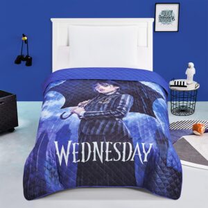 Wednesday Bedspread Twin Set for Kids - Bundle with Wednesday Addams Quilted Bedspread for Twin Bed Plus Bookmark, More | Wednesday Twin Bedding Set for Girls