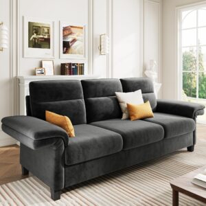 LIKIMIO 92 Inch Sofa, Comfy Lounge Couch with Adjustable armrests, Extra Deep Seats 3 Seater Sofa, Modern Couches for Living Room/Apartment, Easy Assembly, Gray Chenille