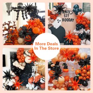 138Pcs Orange and Black Halloween Balloons Arch Kit with Stars - 5 10 12 18 inch Black Orange Garland Confetti Latex Party Balloons for Halloween Birthday Party Decorations