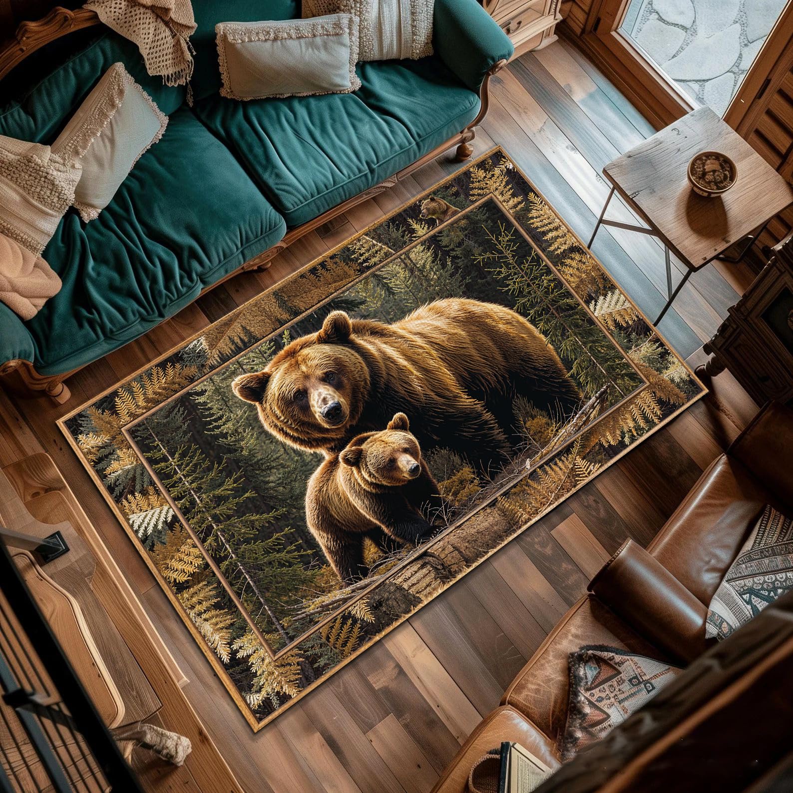 Bear Rug for Living Room, Bear Rugs for Cabin, Bear Decor, Rustic Throw Area Rugs Moose, Bear Skin Rug, Throw Rugs for Living Room 3x5 4x6 5x8 6x9 Ft B33