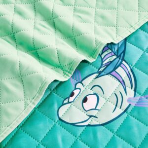 Disney The Little Mermaid Bedspread Twin Set for Kids - Bundle with Ariel Quilted Bedspread for Twin Bed Plus Stickers, More | Little Mermaid Twin Bedding Set for Girls