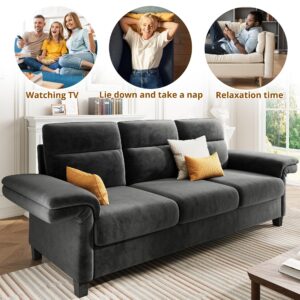 LIKIMIO 92 Inch Sofa, Comfy Lounge Couch with Adjustable armrests, Extra Deep Seats 3 Seater Sofa, Modern Couches for Living Room/Apartment, Easy Assembly, Gray Chenille